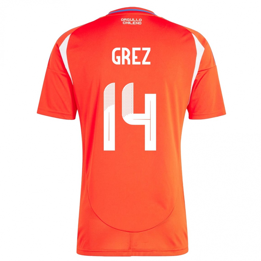 Niño Fútbol Camiseta Chile Javiera Grez #14 Rojo 1ª Equipación 24-26 México