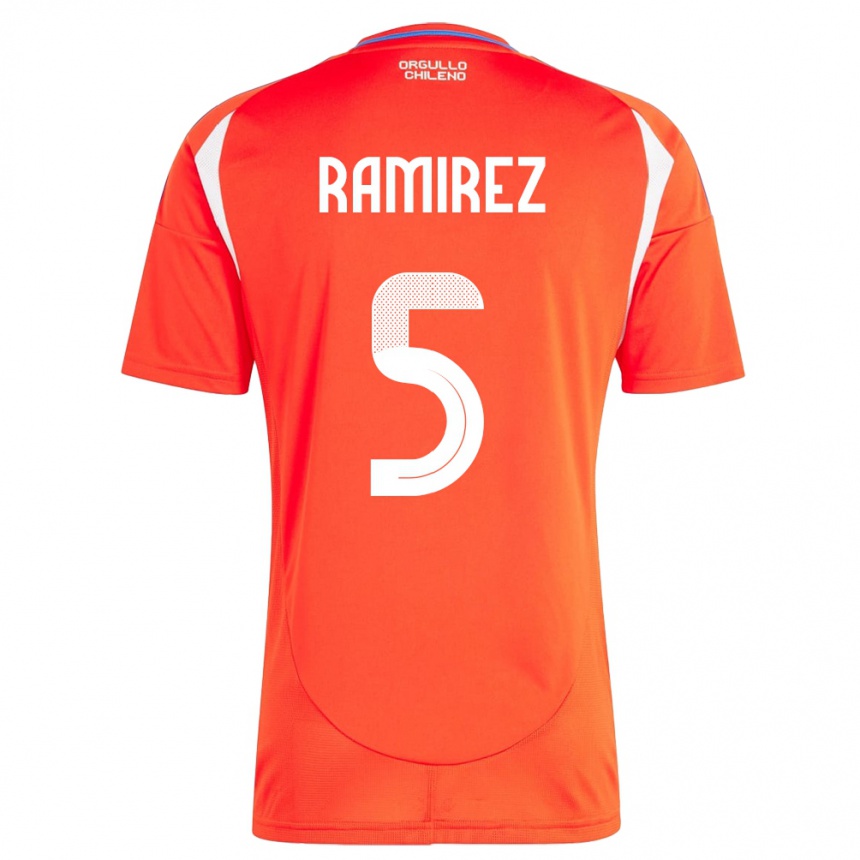 Niño Fútbol Camiseta Chile Fernanda Ramírez #5 Rojo 1ª Equipación 24-26 México