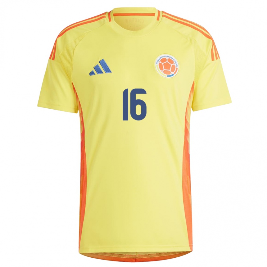 Niño Fútbol Camiseta Colombia Lady Andrade #16 Amarillo 1ª Equipación 24-26 México