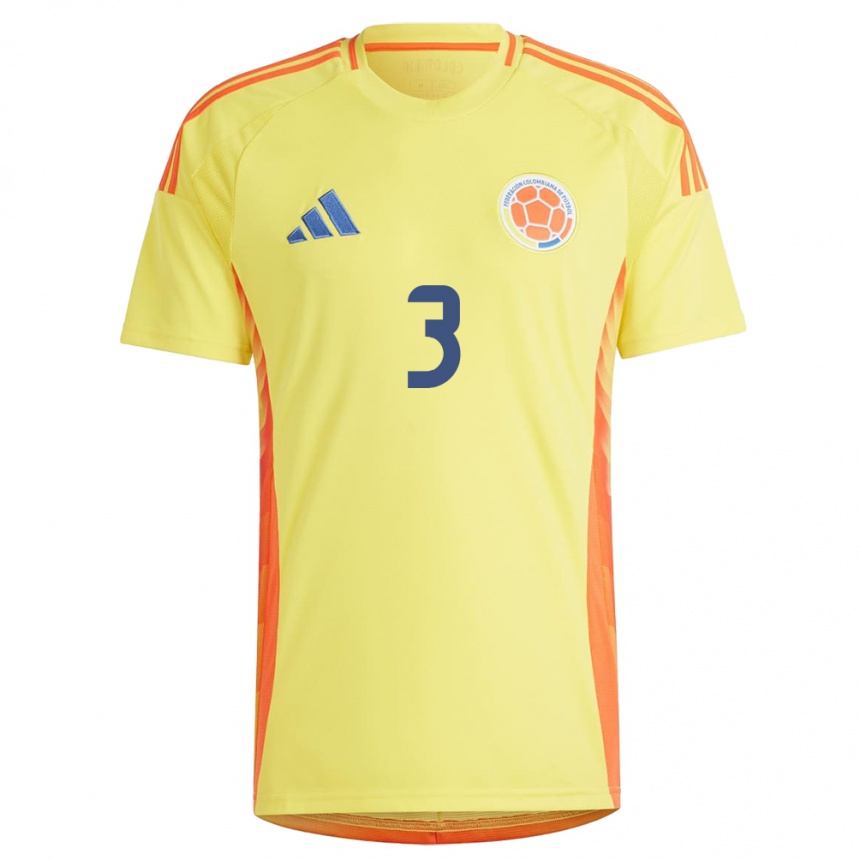 Niño Fútbol Camiseta Colombia Ángela Clavijo #3 Amarillo 1ª Equipación 24-26 México