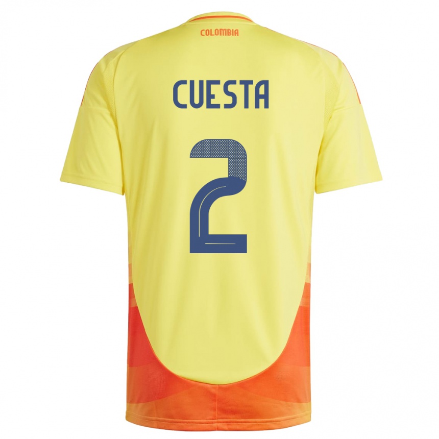 Niño Fútbol Camiseta Colombia Carlos Cuesta #2 Amarillo 1ª Equipación 24-26 México