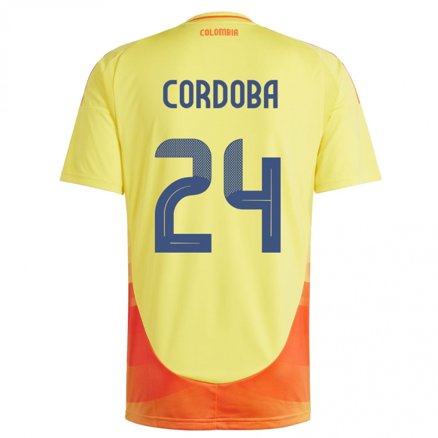 Niño Fútbol Camiseta Colombia Jhon Córdoba #24 Amarillo 1ª Equipación 24-26 México