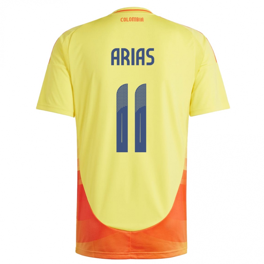 Niño Fútbol Camiseta Colombia Jhon Arias #11 Amarillo 1ª Equipación 24-26 México