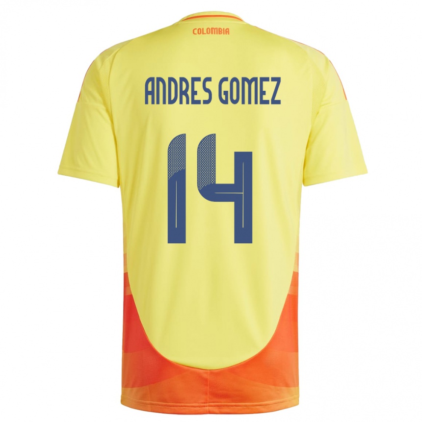 Niño Fútbol Camiseta Colombia Carlos Andrés Gómez #14 Amarillo 1ª Equipación 24-26 México