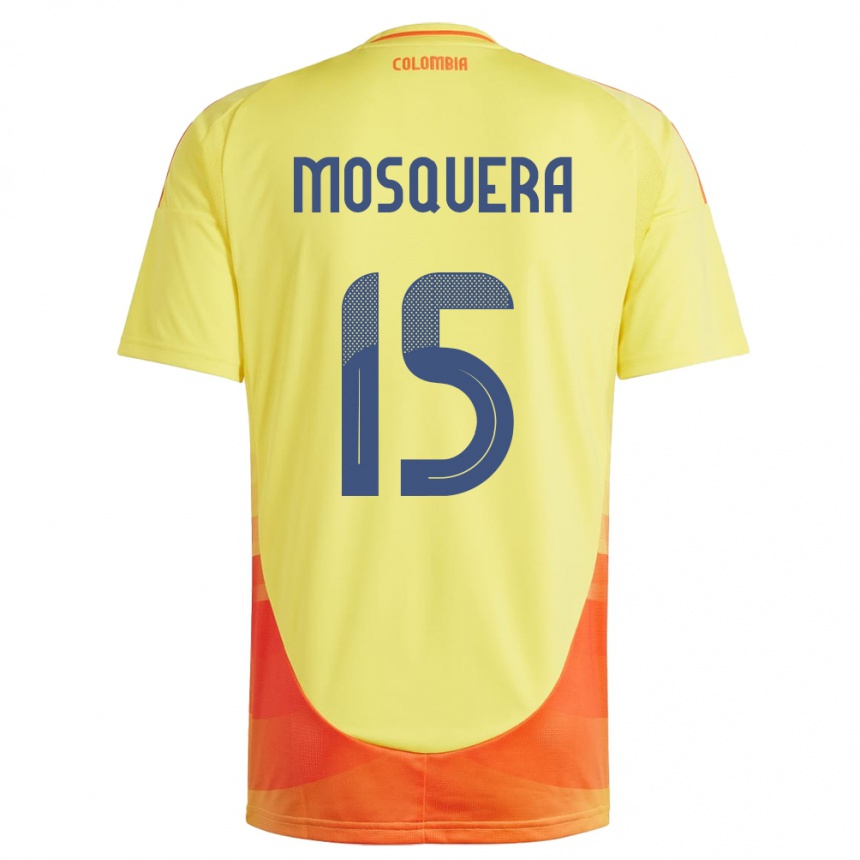 Niño Fútbol Camiseta Colombia Yerson Mosquera #15 Amarillo 1ª Equipación 24-26 México