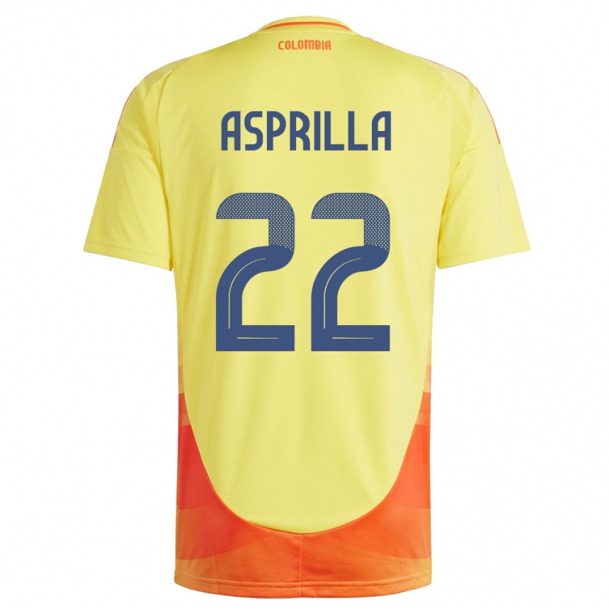 Niño Fútbol Camiseta Colombia Yáser Asprilla #22 Amarillo 1ª Equipación 24-26 México