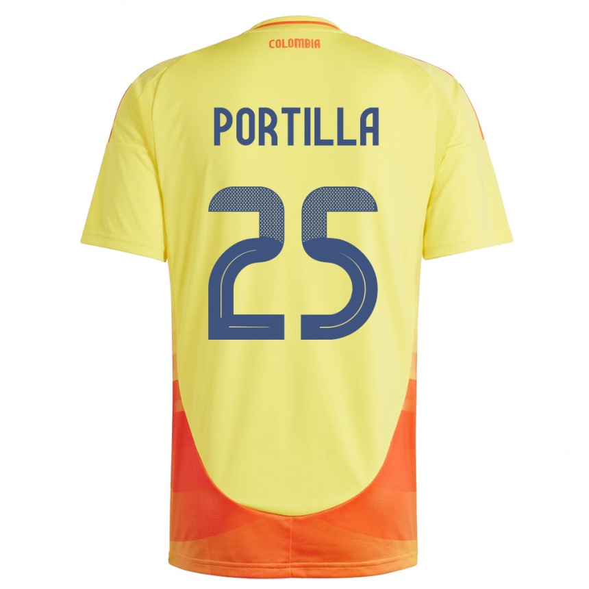 Niño Fútbol Camiseta Colombia Juan Portilla #25 Amarillo 1ª Equipación 24-26 México