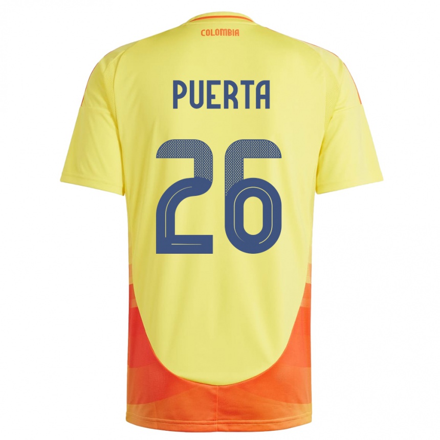 Niño Fútbol Camiseta Colombia Gustavo Puerta #26 Amarillo 1ª Equipación 24-26 México