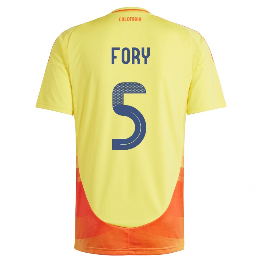 Niño Fútbol Camiseta Colombia Jimer Fory #5 Amarillo 1ª Equipación 24-26 México