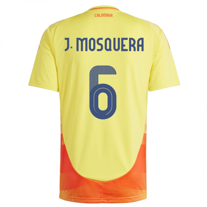 Niño Fútbol Camiseta Colombia Juan Mosquera #6 Amarillo 1ª Equipación 24-26 México