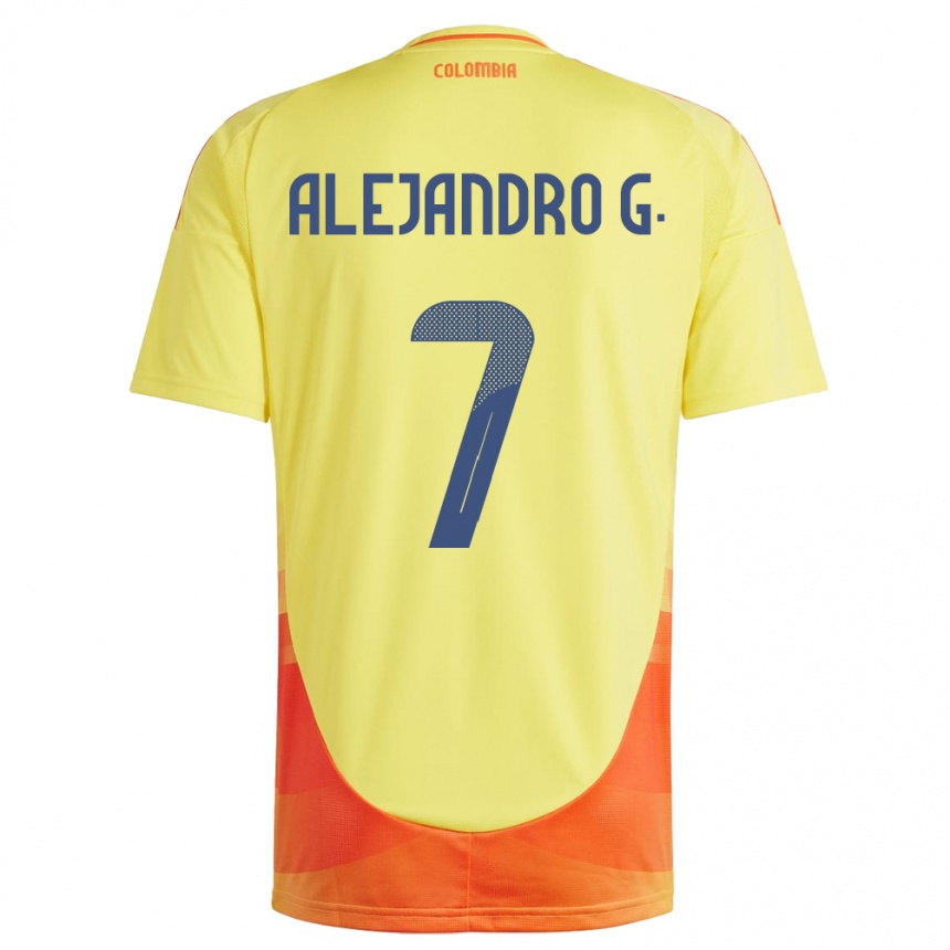 Niño Fútbol Camiseta Colombia Alejandro García #7 Amarillo 1ª Equipación 24-26 México