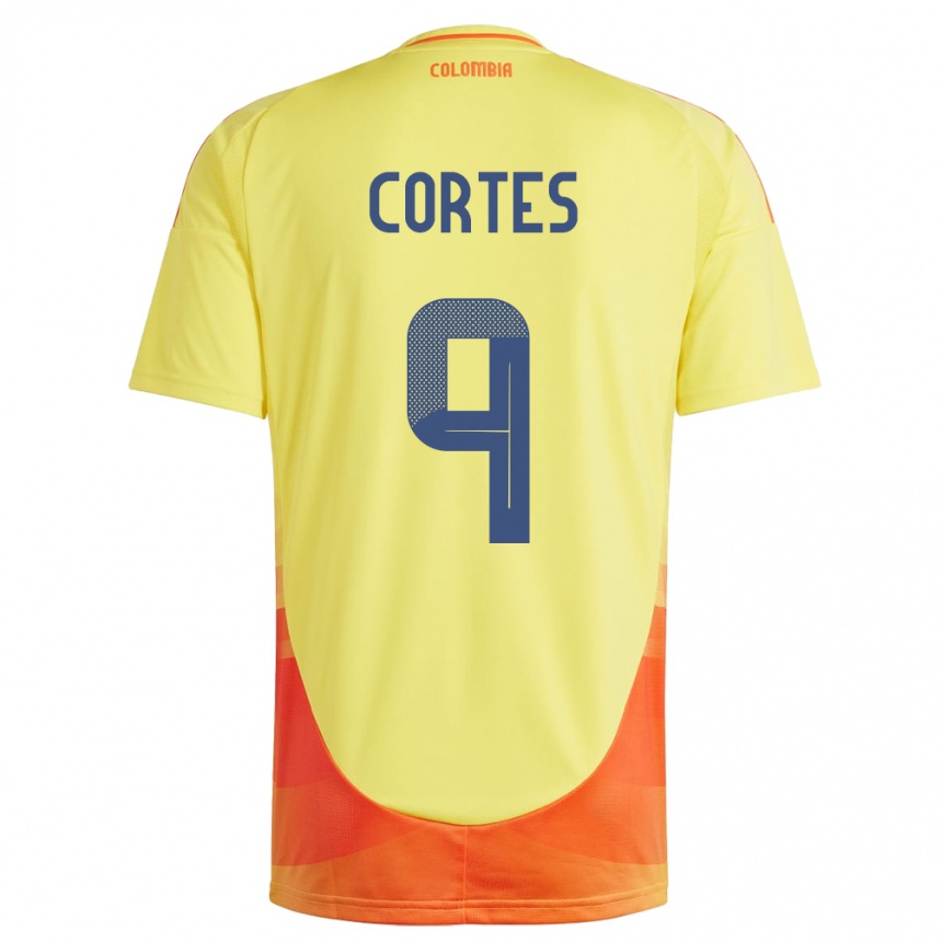 Niño Fútbol Camiseta Colombia Carlos Cortés #9 Amarillo 1ª Equipación 24-26 México