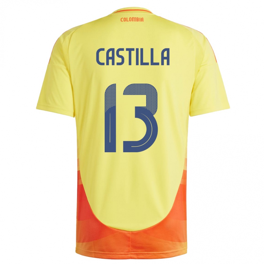 Niño Fútbol Camiseta Colombia Juan Castilla #13 Amarillo 1ª Equipación 24-26 México