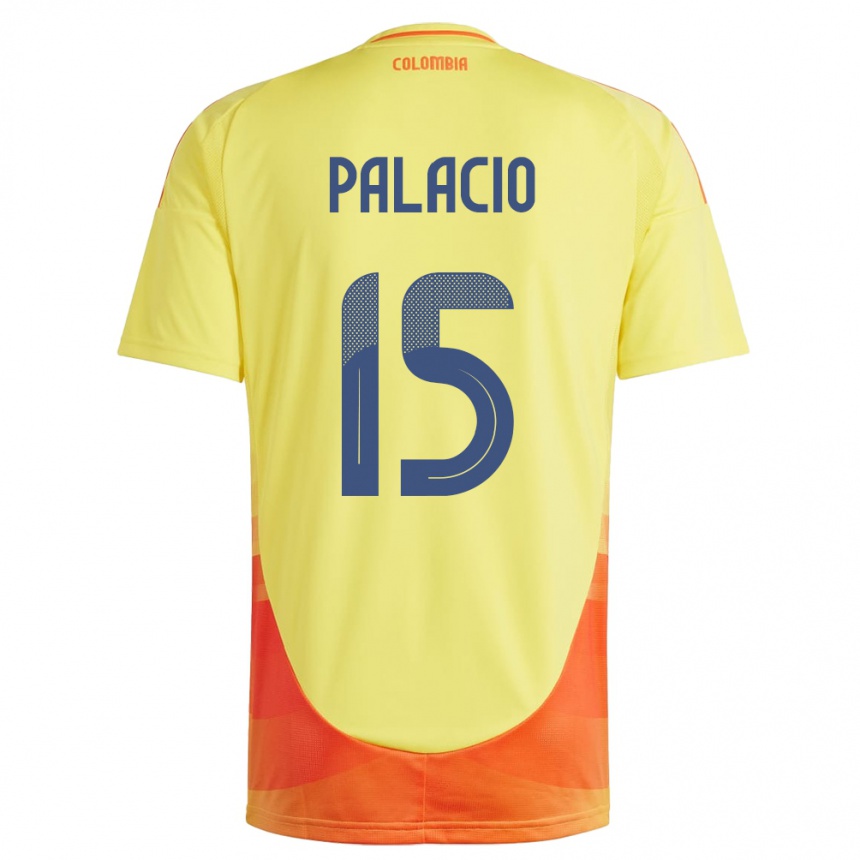 Niño Fútbol Camiseta Colombia Nelson Palacio #15 Amarillo 1ª Equipación 24-26 México