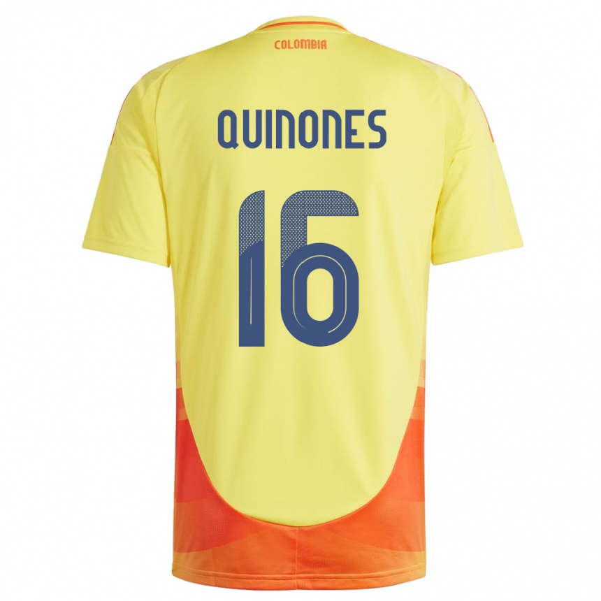 Niño Fútbol Camiseta Colombia Nelson Quiñónes #16 Amarillo 1ª Equipación 24-26 México