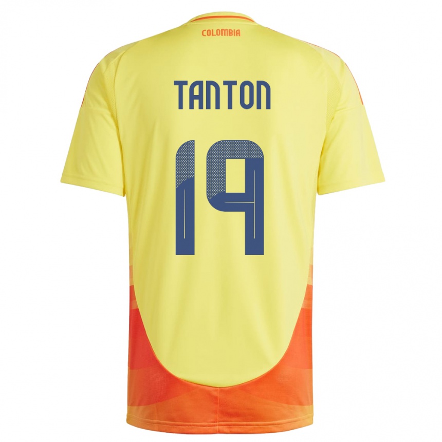 Niño Fútbol Camiseta Colombia Devan Tanton #19 Amarillo 1ª Equipación 24-26 México