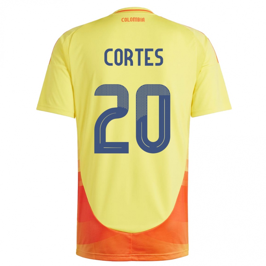 Niño Fútbol Camiseta Colombia Óscar Cortés #20 Amarillo 1ª Equipación 24-26 México