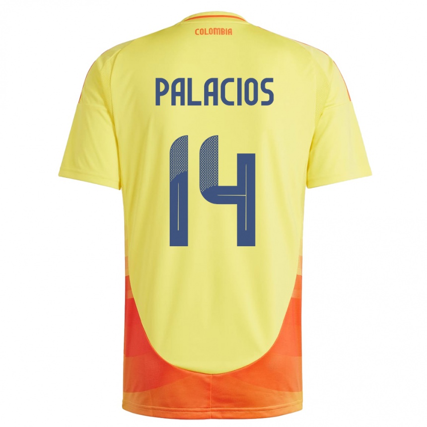 Niño Fútbol Camiseta Colombia Julián Palacios #14 Amarillo 1ª Equipación 24-26 México