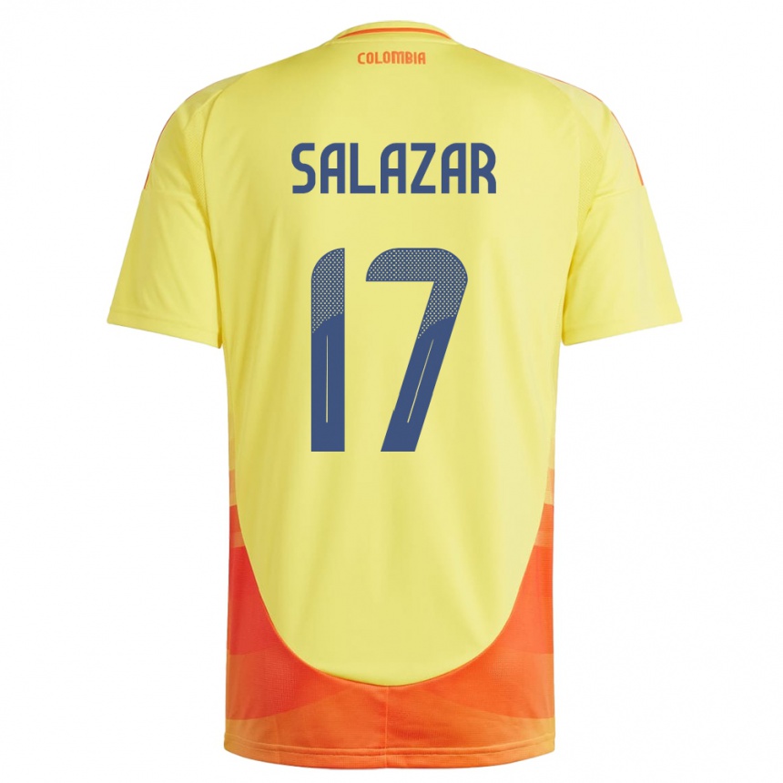 Niño Fútbol Camiseta Colombia Andrés Salazar #17 Amarillo 1ª Equipación 24-26 México