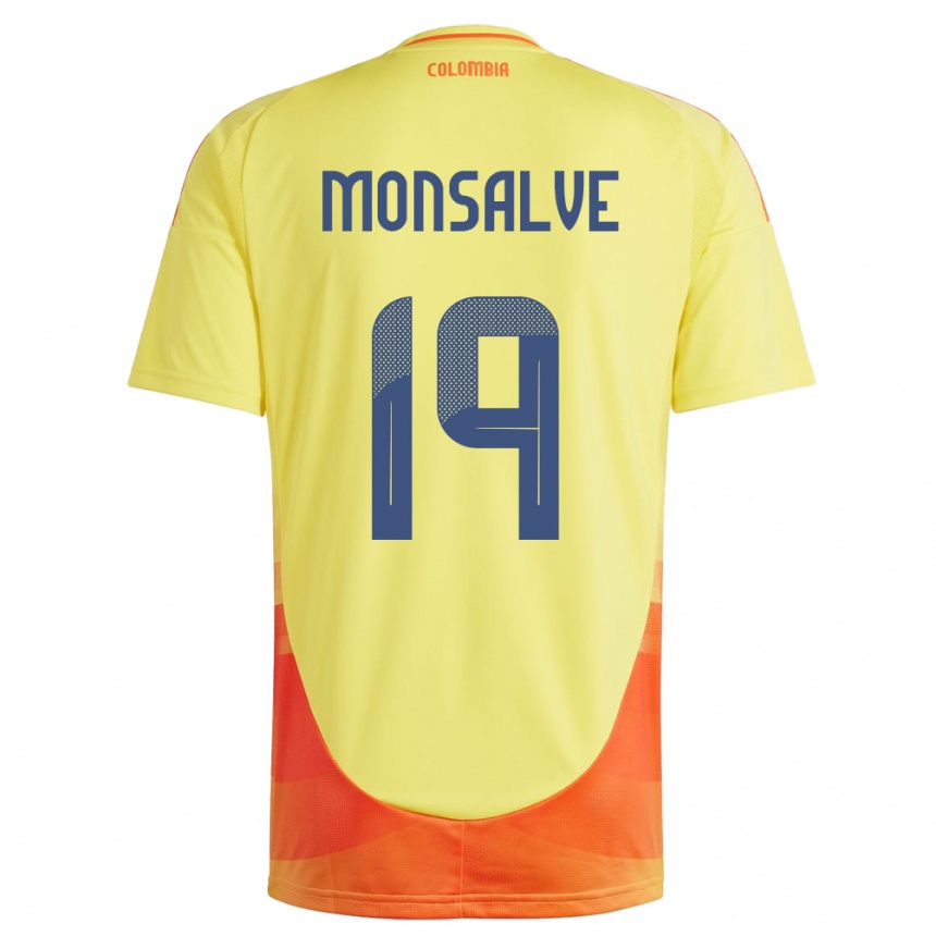 Niño Fútbol Camiseta Colombia Miguel Monsalve #19 Amarillo 1ª Equipación 24-26 México