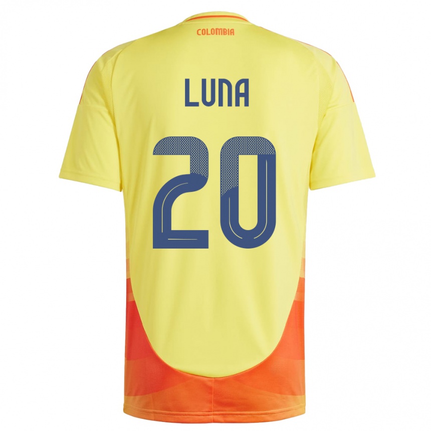 Niño Fútbol Camiseta Colombia Daniel Luna #20 Amarillo 1ª Equipación 24-26 México