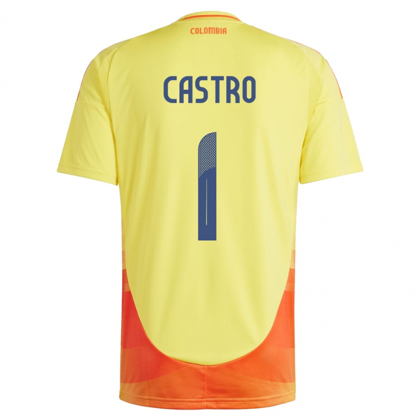 Niño Fútbol Camiseta Colombia Danny Castro #1 Amarillo 1ª Equipación 24-26 México