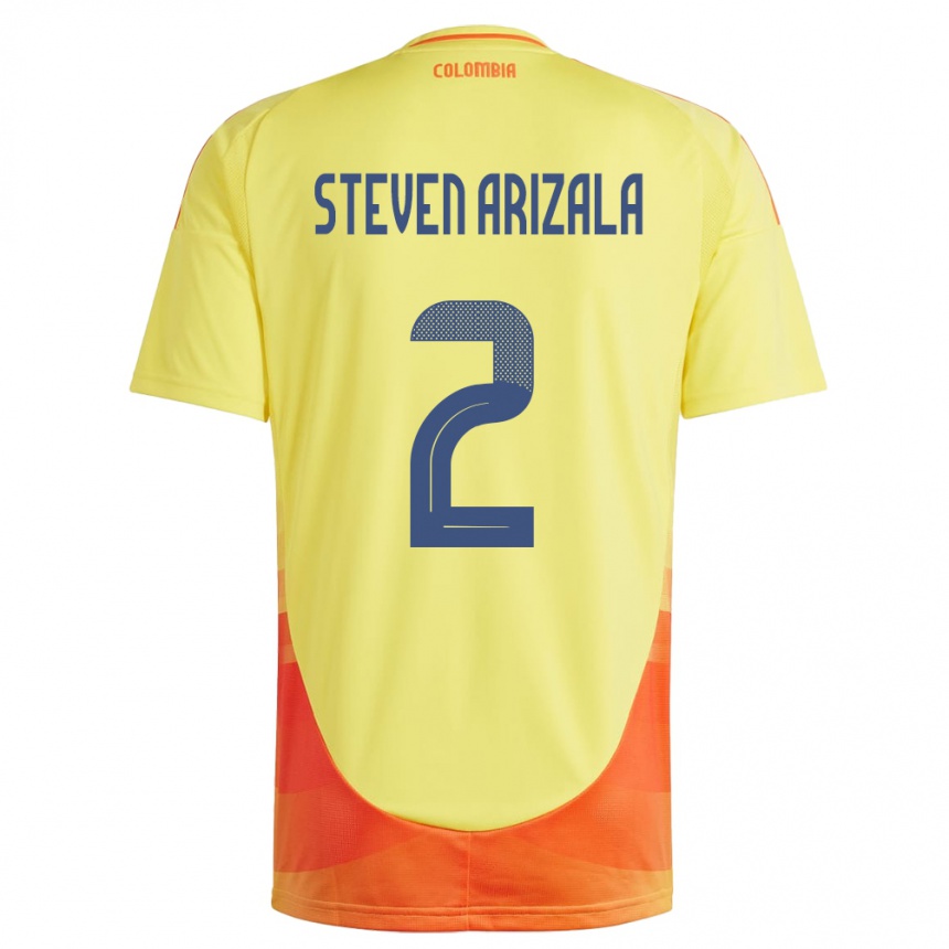 Niño Fútbol Camiseta Colombia Elver Steven Arizala #2 Amarillo 1ª Equipación 24-26 México