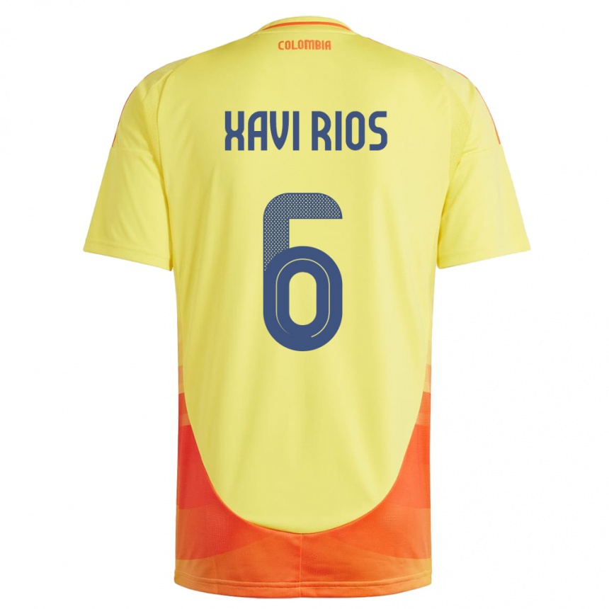 Niño Fútbol Camiseta Colombia Xavi Ríos #6 Amarillo 1ª Equipación 24-26 México