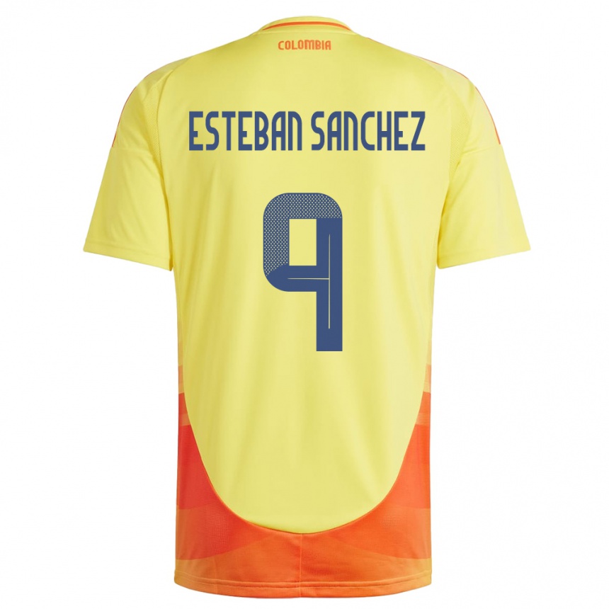 Niño Fútbol Camiseta Colombia Juan Esteban Sánchez #9 Amarillo 1ª Equipación 24-26 México