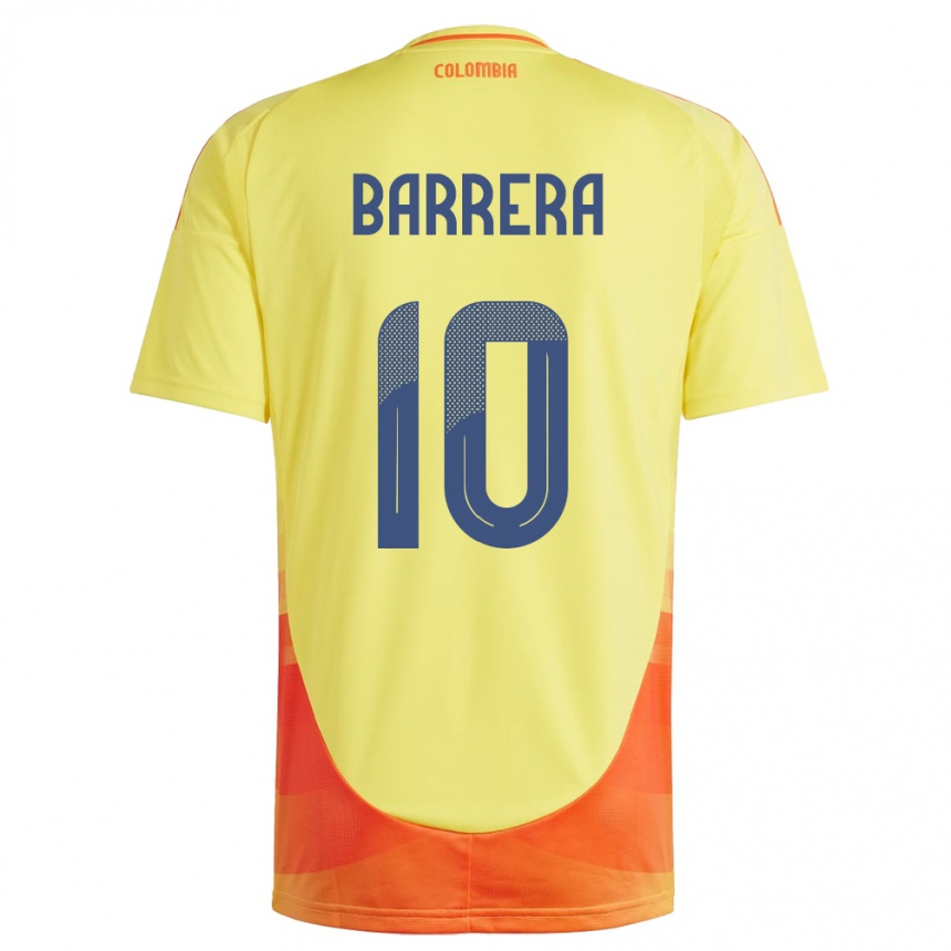 Niño Fútbol Camiseta Colombia Jordan Barrera #10 Amarillo 1ª Equipación 24-26 México