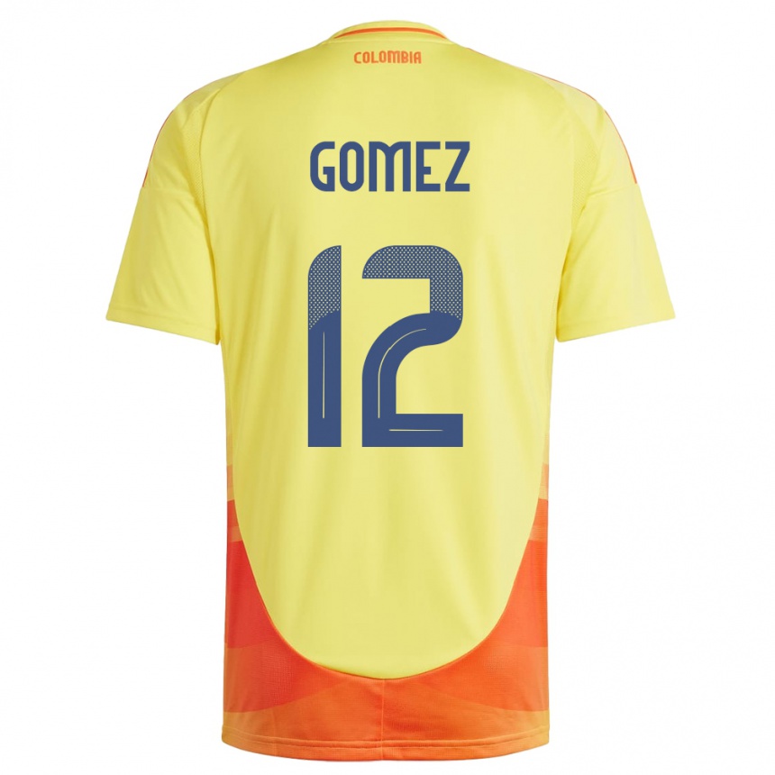 Niño Fútbol Camiseta Colombia Juan Gómez #12 Amarillo 1ª Equipación 24-26 México