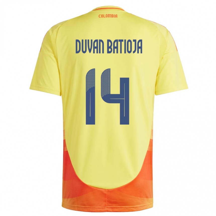 Niño Fútbol Camiseta Colombia Andy Duván Batioja #14 Amarillo 1ª Equipación 24-26 México