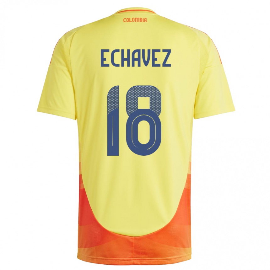 Niño Fútbol Camiseta Colombia Jhon Echavez #18 Amarillo 1ª Equipación 24-26 México