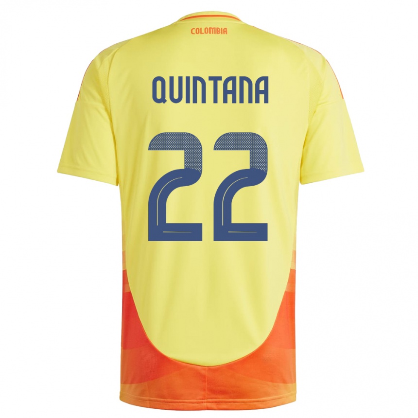 Niño Fútbol Camiseta Colombia Breiner Quintana #22 Amarillo 1ª Equipación 24-26 México