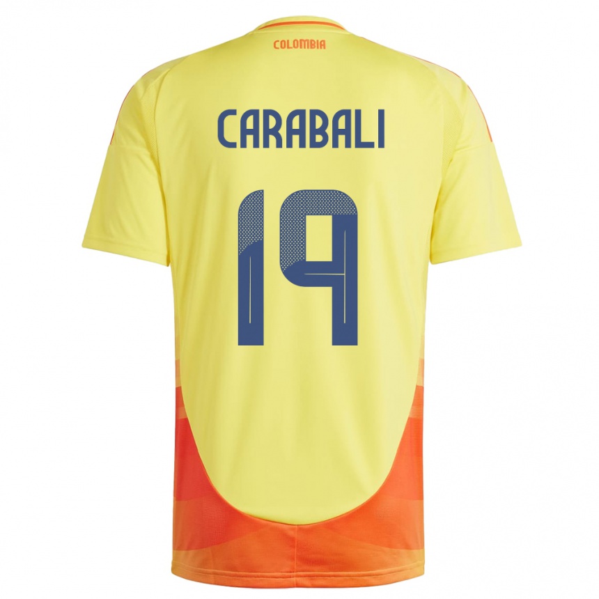 Niño Fútbol Camiseta Colombia Jorelyn Carabalí #19 Amarillo 1ª Equipación 24-26 México