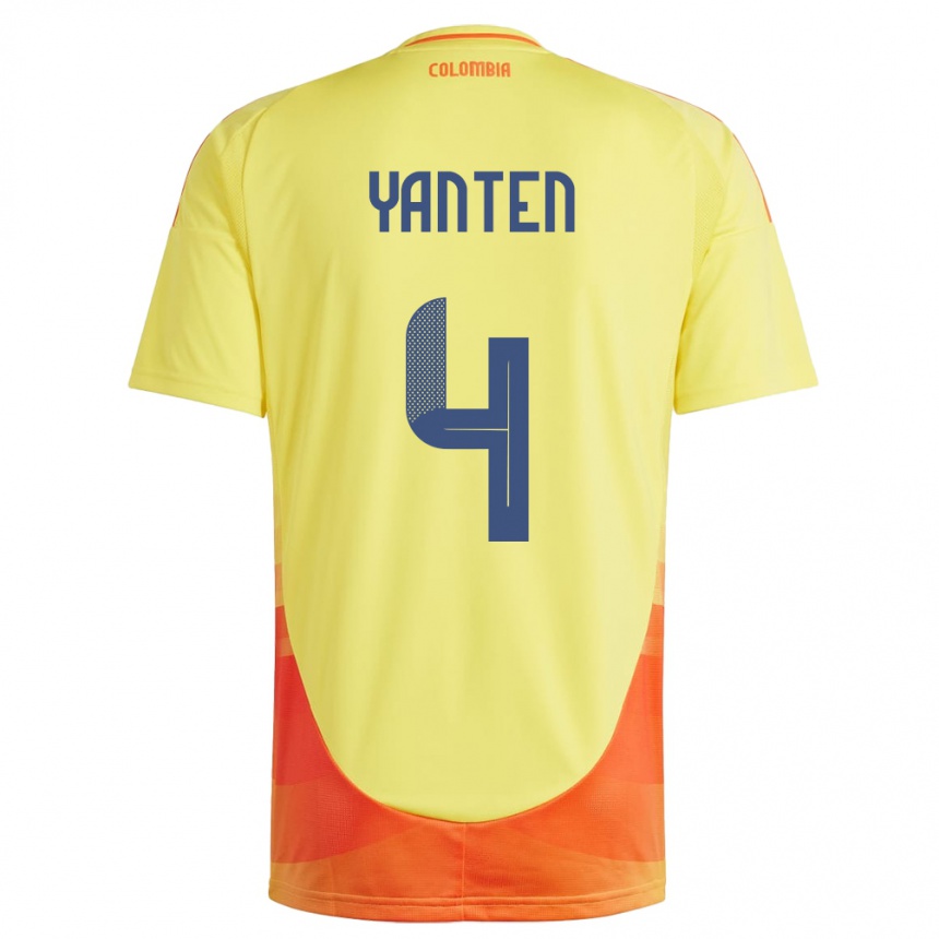 Niño Fútbol Camiseta Colombia Fabiana Yantén #4 Amarillo 1ª Equipación 24-26 México