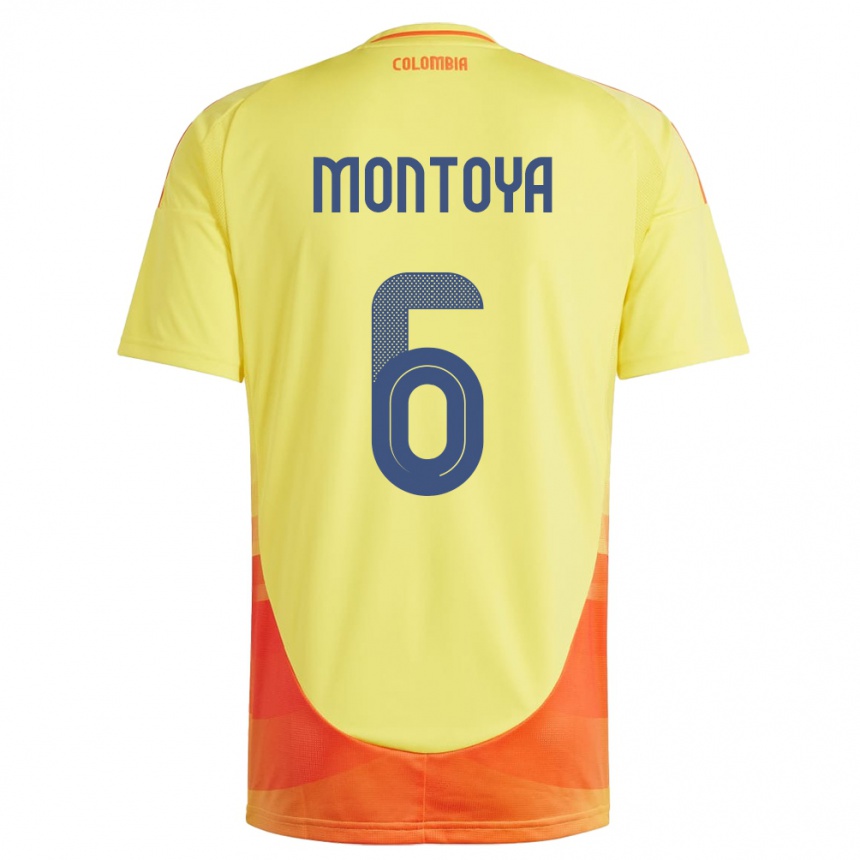 Niño Fútbol Camiseta Colombia Daniela Montoya #6 Amarillo 1ª Equipación 24-26 México