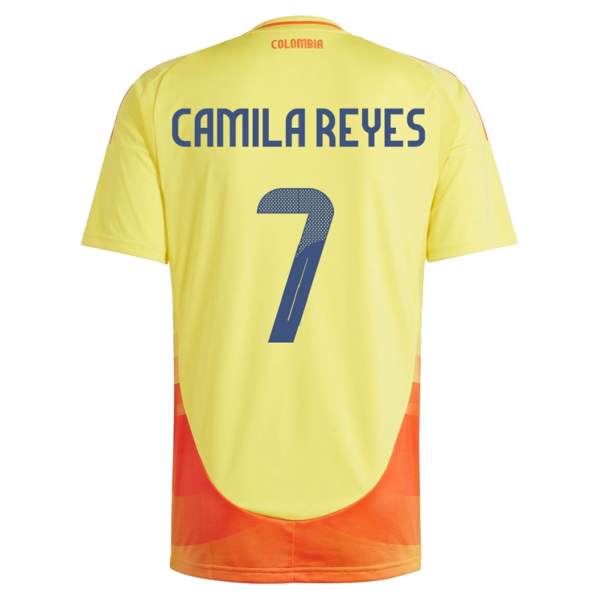 Niño Fútbol Camiseta Colombia María Camila Reyes #7 Amarillo 1ª Equipación 24-26 México