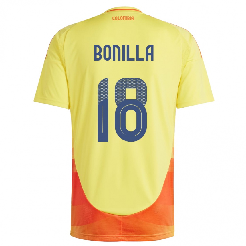 Niño Fútbol Camiseta Colombia Wendy Bonilla #18 Amarillo 1ª Equipación 24-26 México