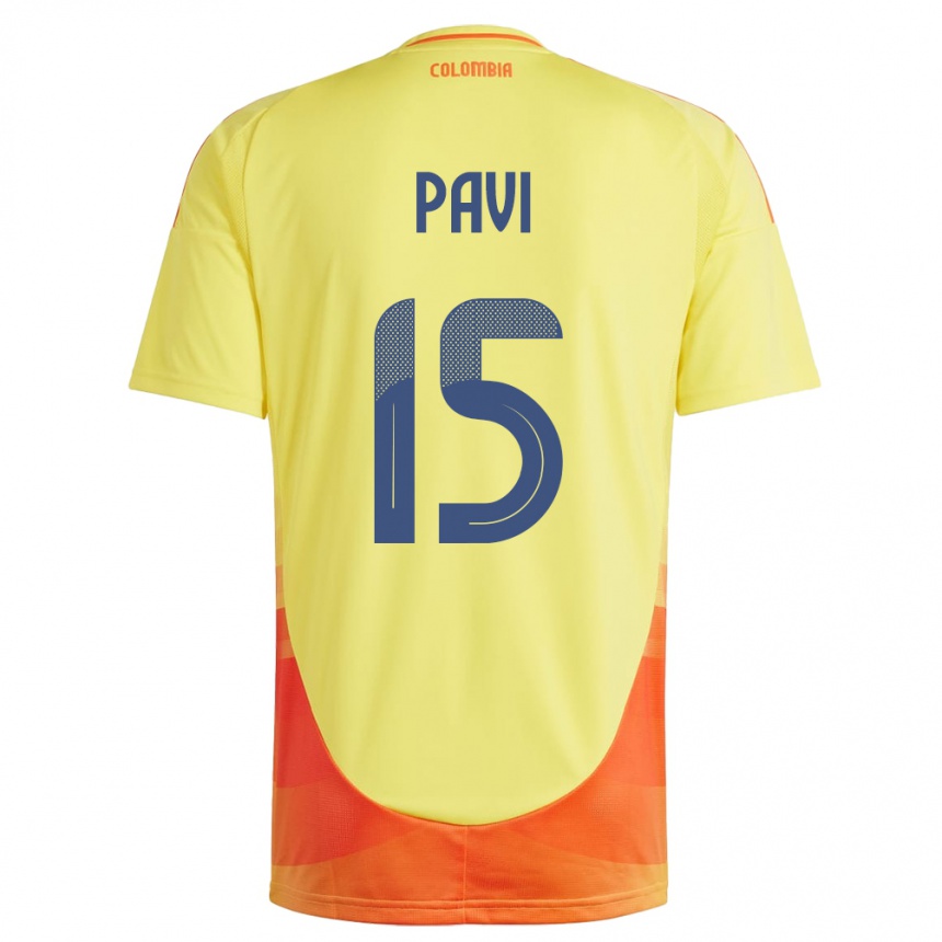 Niño Fútbol Camiseta Colombia Manuela Paví #15 Amarillo 1ª Equipación 24-26 México