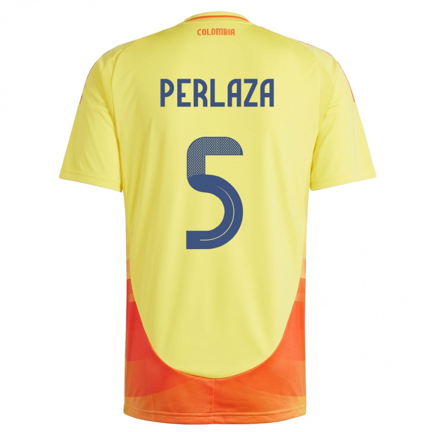 Niño Fútbol Camiseta Colombia Stefania Perlaza #5 Amarillo 1ª Equipación 24-26 México