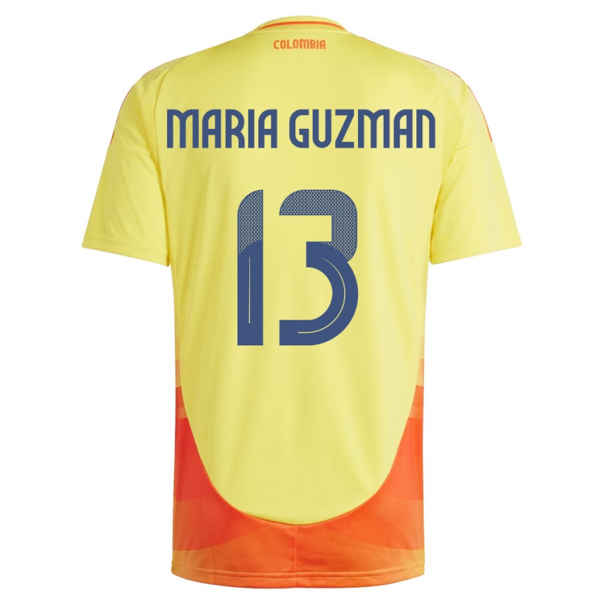 Niño Fútbol Camiseta Colombia Ana María Guzmán #13 Amarillo 1ª Equipación 24-26 México