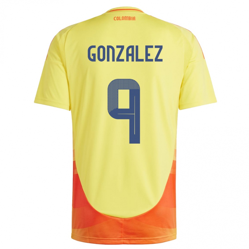 Niño Fútbol Camiseta Colombia Manuela González #9 Amarillo 1ª Equipación 24-26 México