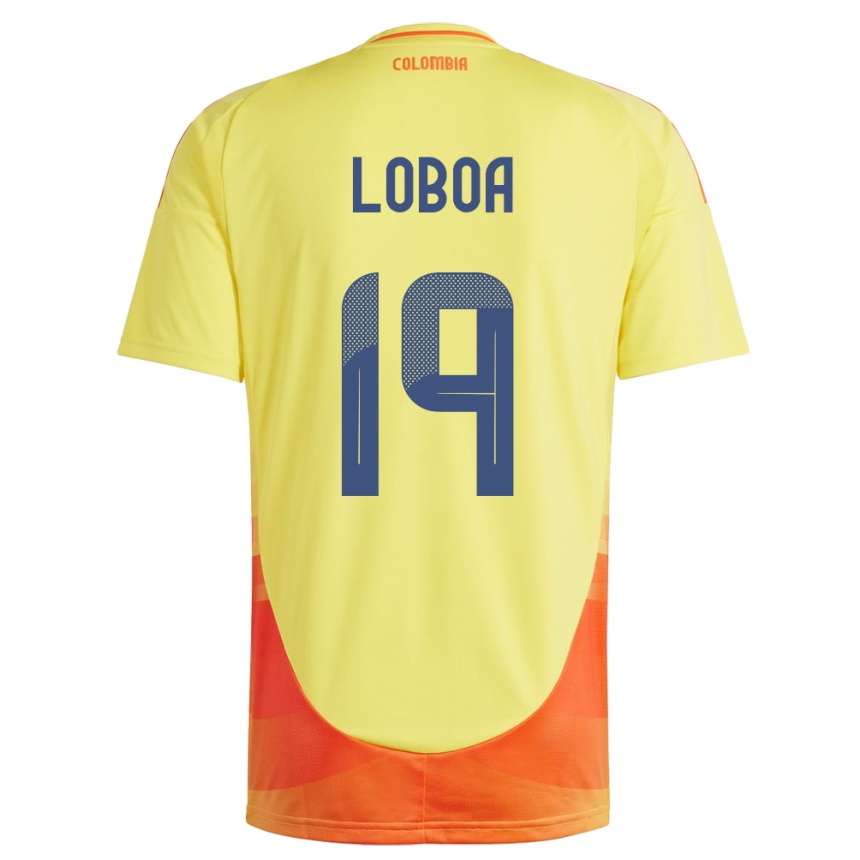 Niño Fútbol Camiseta Colombia Valerin Loboa #19 Amarillo 1ª Equipación 24-26 México