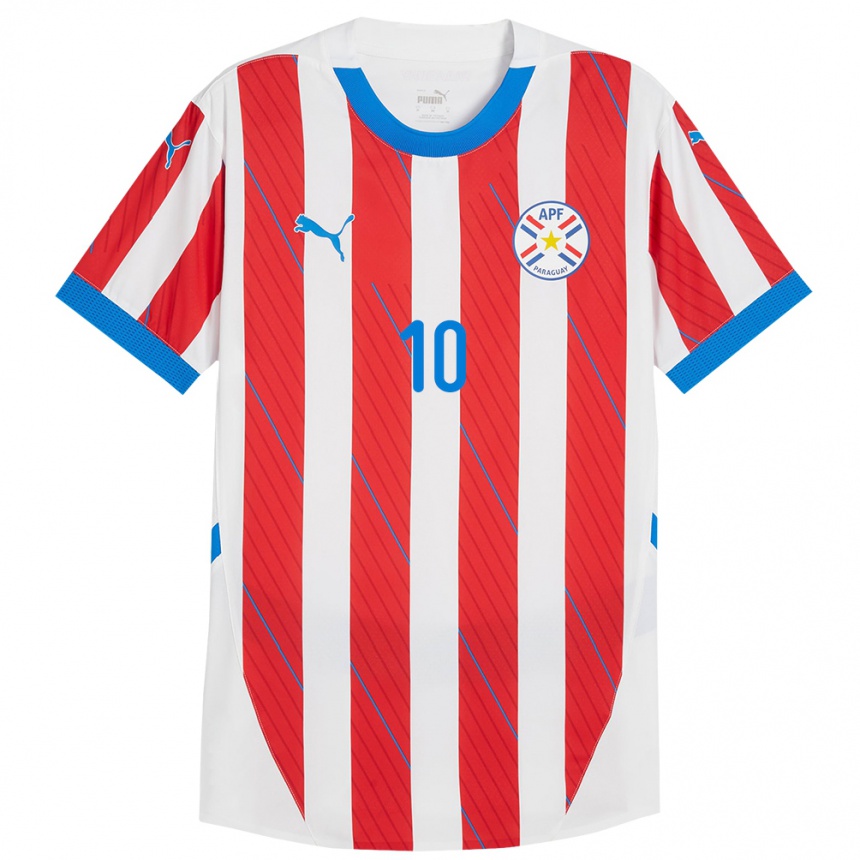 Niño Fútbol Camiseta Paraguay Wílder Viera #10 Blanco Rojo 1ª Equipación 24-26 México