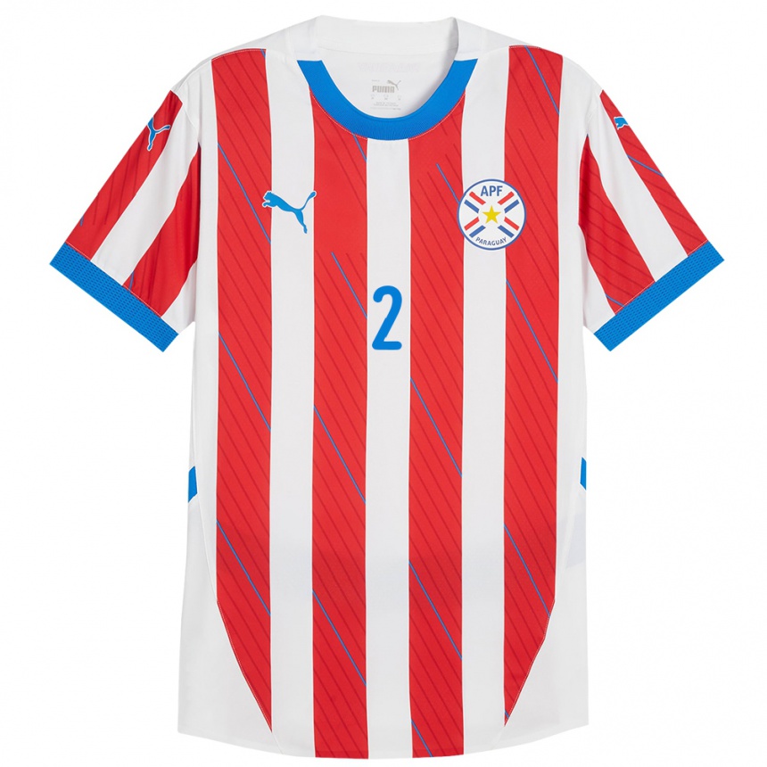 Niño Fútbol Camiseta Paraguay Robert Rojas #2 Blanco Rojo 1ª Equipación 24-26 México