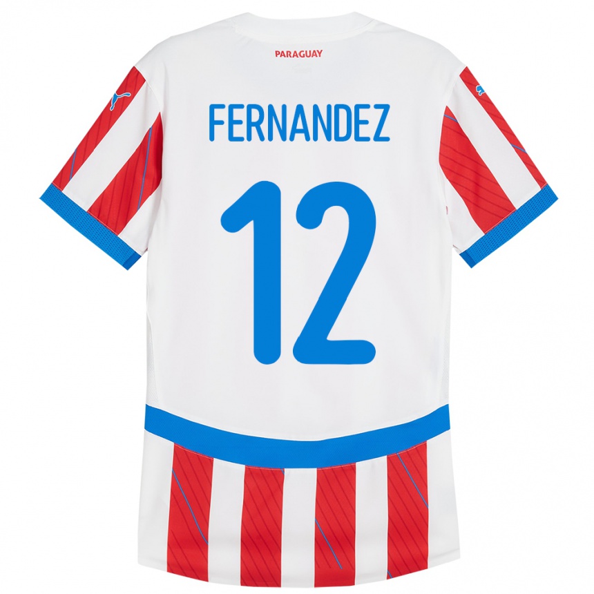 Niño Fútbol Camiseta Paraguay Gatito Fernández #12 Blanco Rojo 1ª Equipación 24-26 México