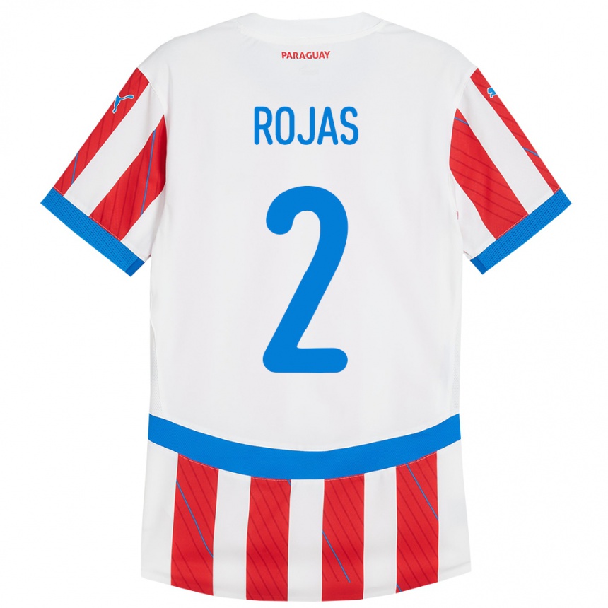 Niño Fútbol Camiseta Paraguay Robert Rojas #2 Blanco Rojo 1ª Equipación 24-26 México