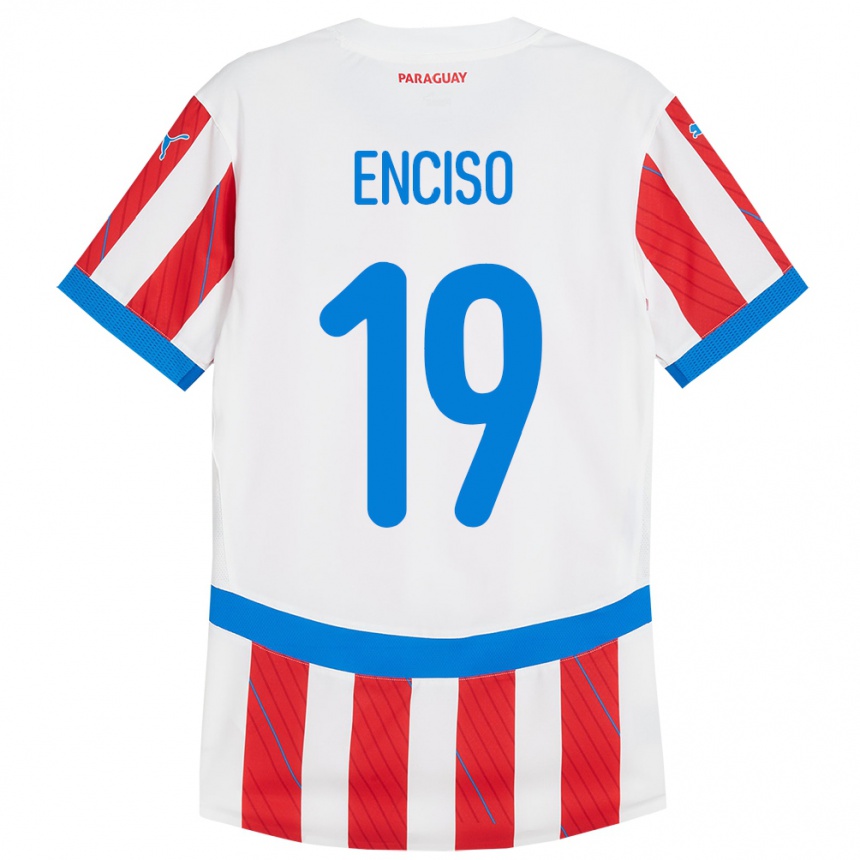 Niño Fútbol Camiseta Paraguay Julio Enciso #19 Blanco Rojo 1ª Equipación 24-26 México