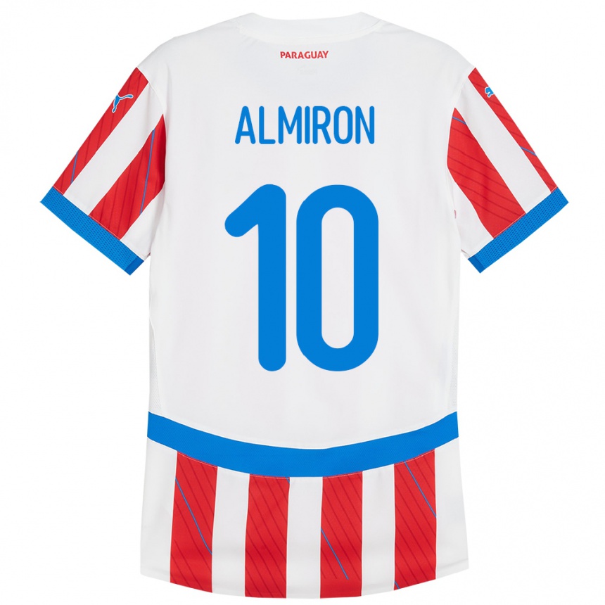 Niño Fútbol Camiseta Paraguay Miguel Almirón #10 Blanco Rojo 1ª Equipación 24-26 México